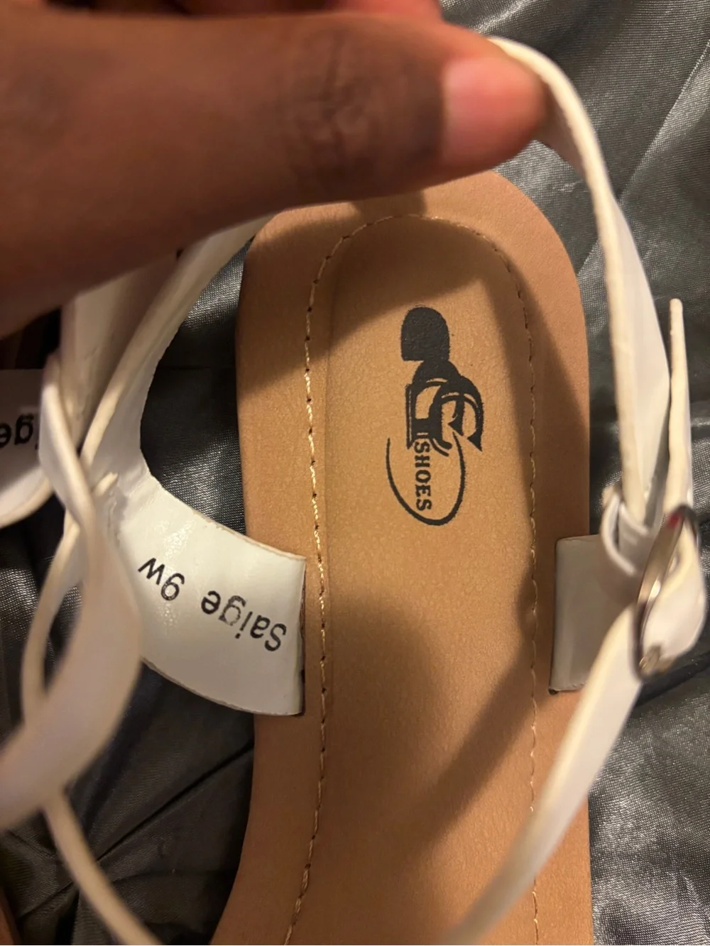DC Women's White Strappy Ankle‑Buckle Sandals with Tan Footbed